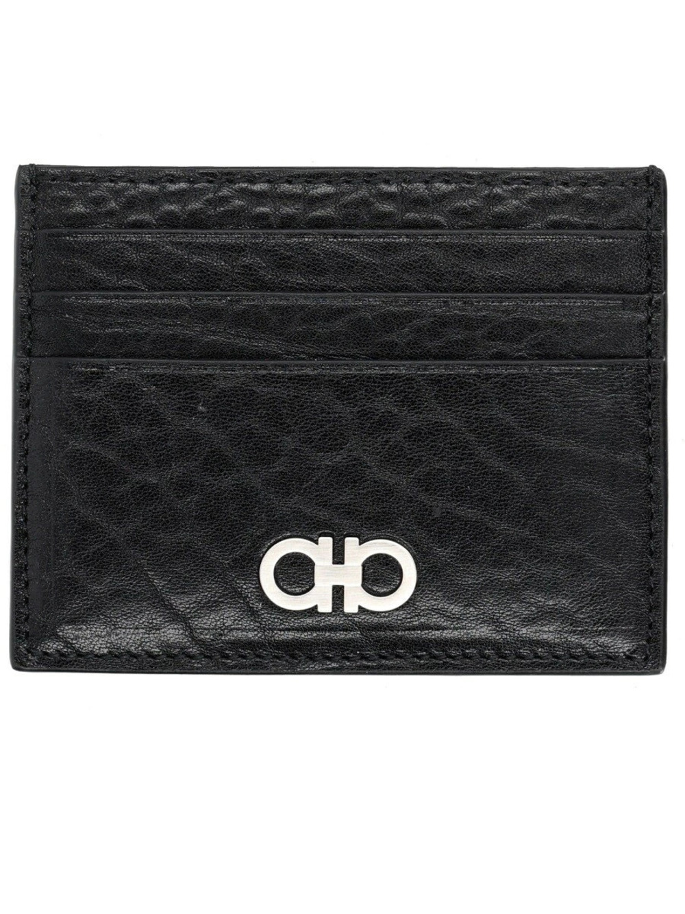 Salvatore Ferragamo Card Holder Wallet El Leather Black